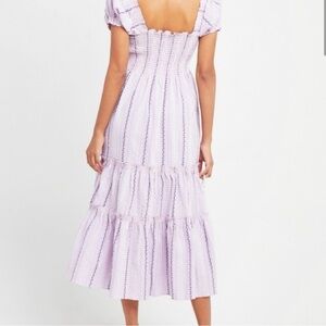 O.P.T. Square neck Maxi Anthropologie Purple and white dress